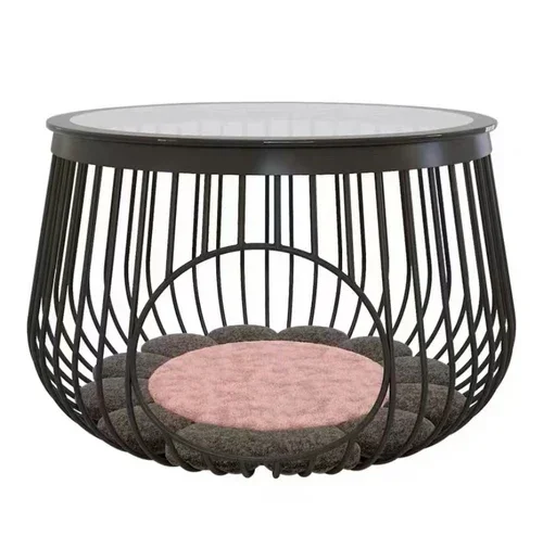 Cute Cheap Side Table Metal Round Transparent Floor Glass Small Coffee Tables Modern Design Mesa Entrance Hall Furniture