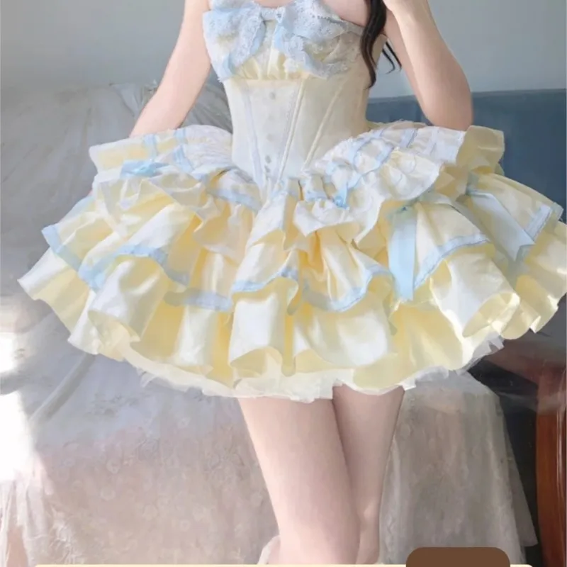 

Tea Break Milk Sweet Puffy Cake Dress Birthday Little Mori Style Tube Top