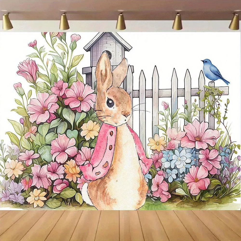 VIKAMA Peter Rabbit Ostern Thema Banner Wandteppich Festival Garten Party Hintergrund Festival Dekoration Heimdekoration
