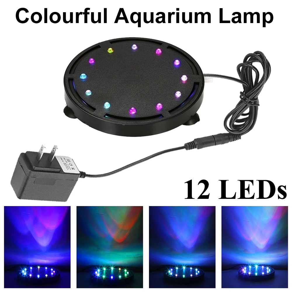 

12LEDs Aquarium Oxygenate Bubble Lights Colourful Submersible Lamp IP68 Waterproof Lamp for Fish Tank Decoration