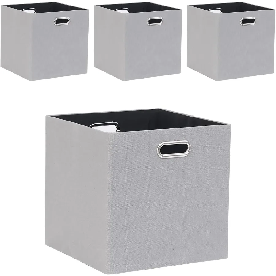 Cube Storage Bins 11×11 Polyester Foldable Box with Handles Collapsible Organization Basket Set of 4 Large Capacity Drawer for