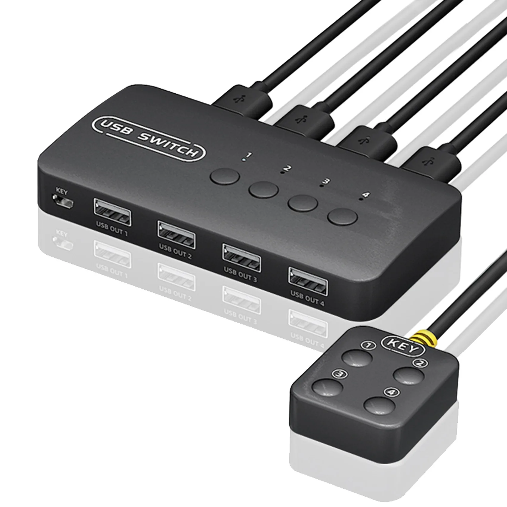 5X USB Switch Shared Controller Adapter 4 Inputs 4 Outputs For Laptop Computer Printer Keyboard Mouse Monitor