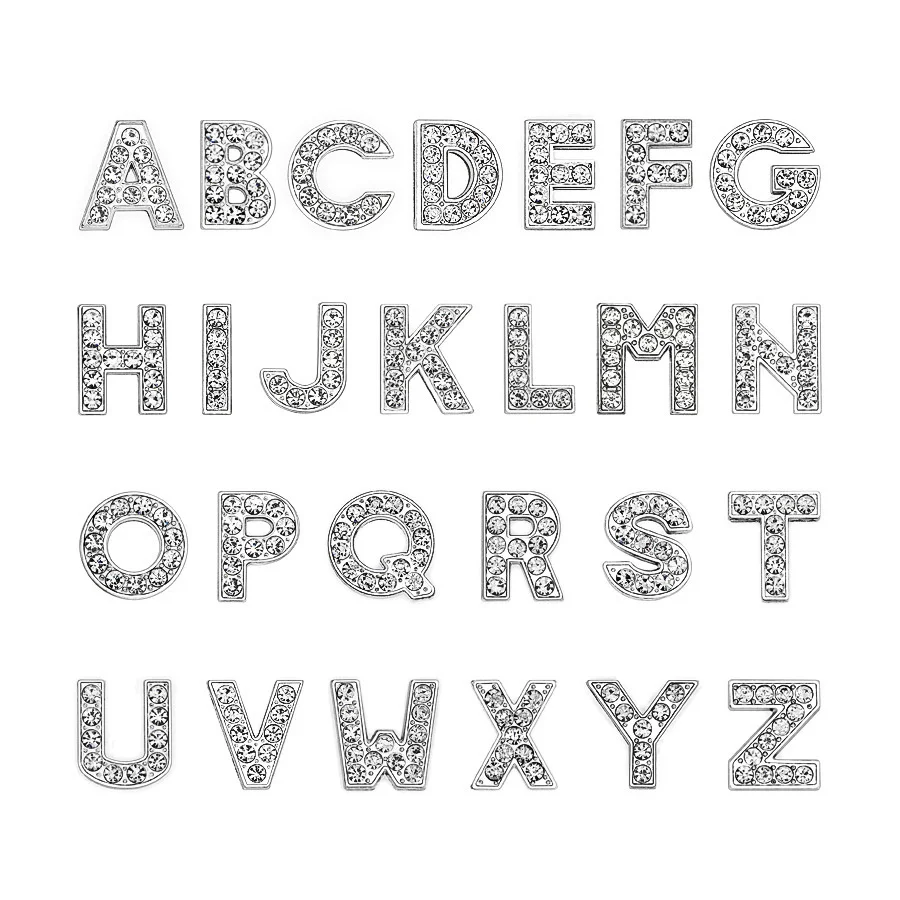 Großhandel 10mm Strass Dia Buchstaben Charms Für Schmuck Machen Frauen Armband Alphabet A-Z Haustier Kragen Halskette DIY Zubehör – Detail 1