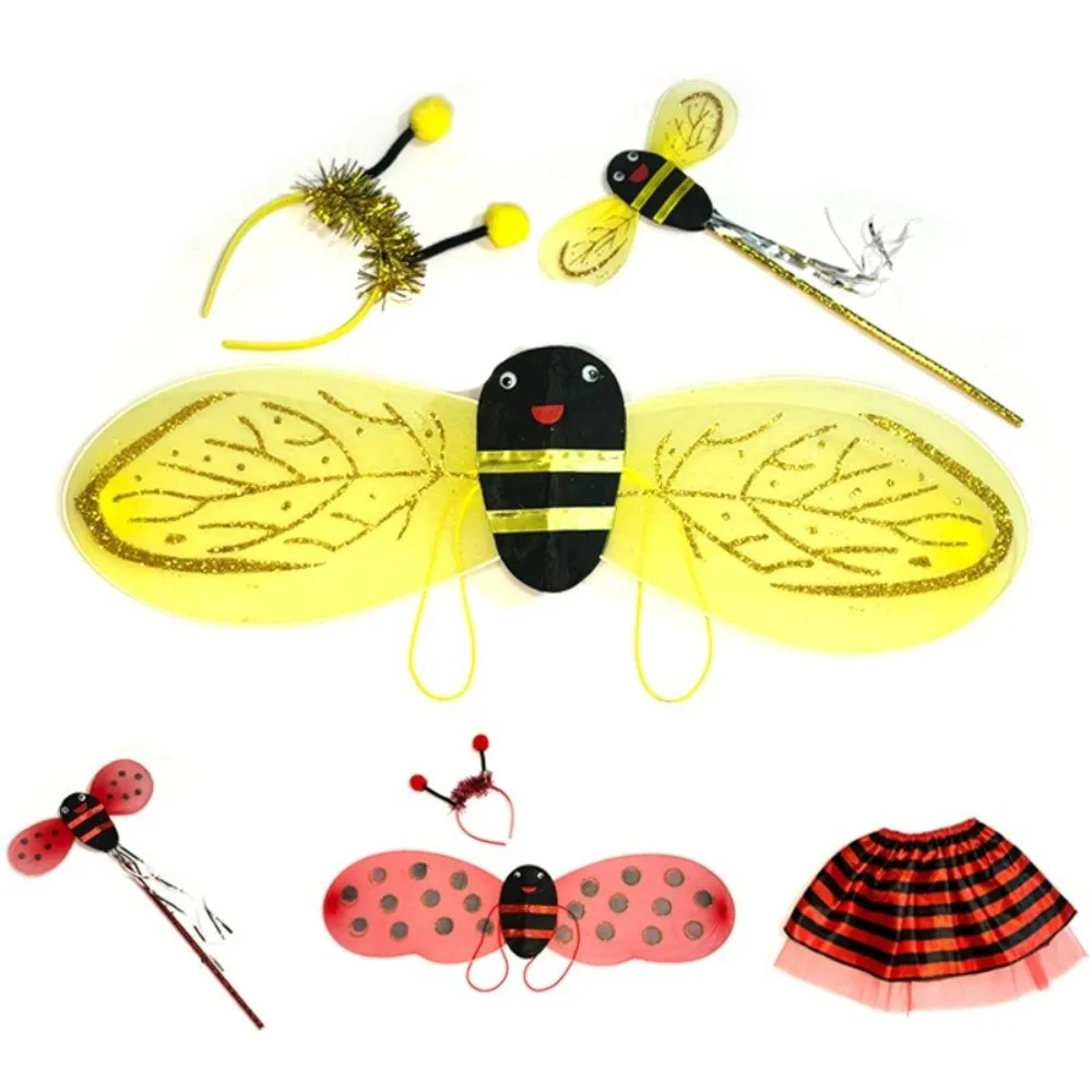 

3/4PCS Butterfly Fairy Wings Cosplay Costume Party Favor Dance Skirt Bee Cosplay Costume Ladybird Costume Accessories