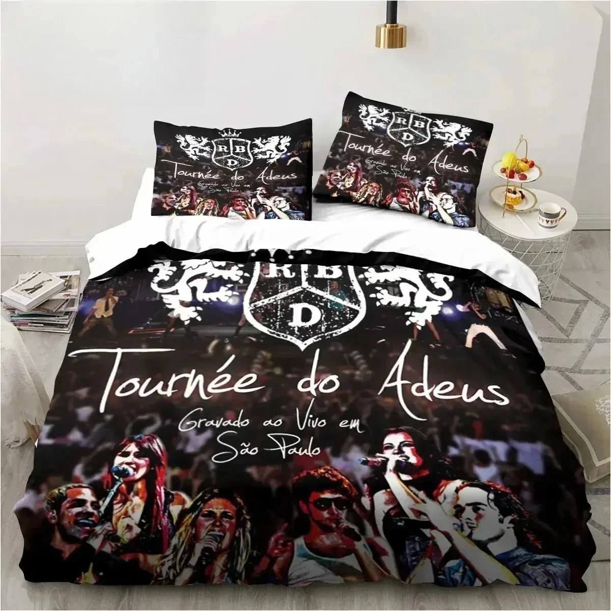 Juego de cama con estampado 3D de banda musical RBD, funda nórdica, edredón, funda de edredón, funda de almohada, King Queen, tamaño doble, niños, niñas y adultos