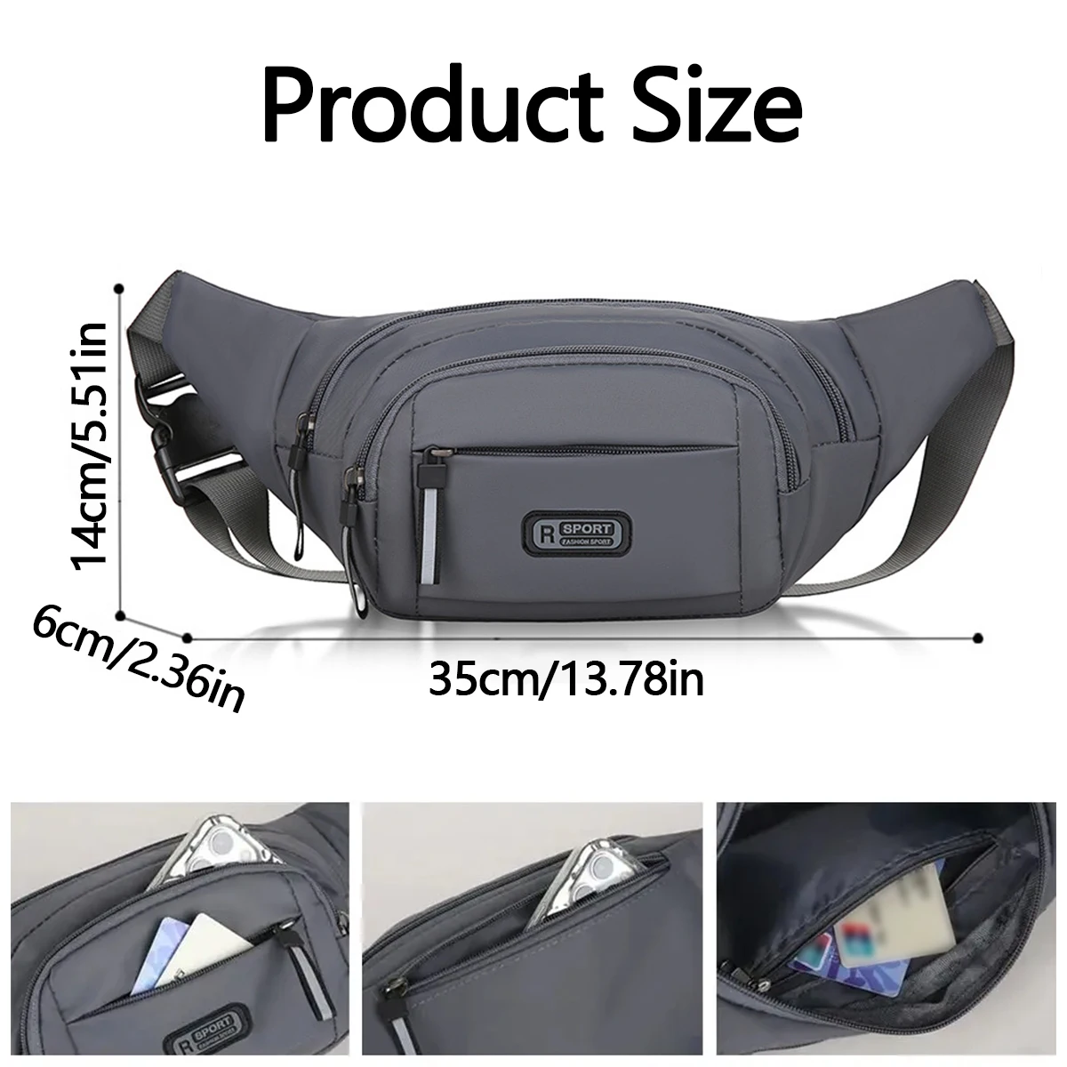 حقيبة الخصر القماشية النقية تناسب الرجال الرياضة في الهواء الطلق الترفيه الجري المضادة للسرقة رقيقة جدا غير مرئية.-zmt #2