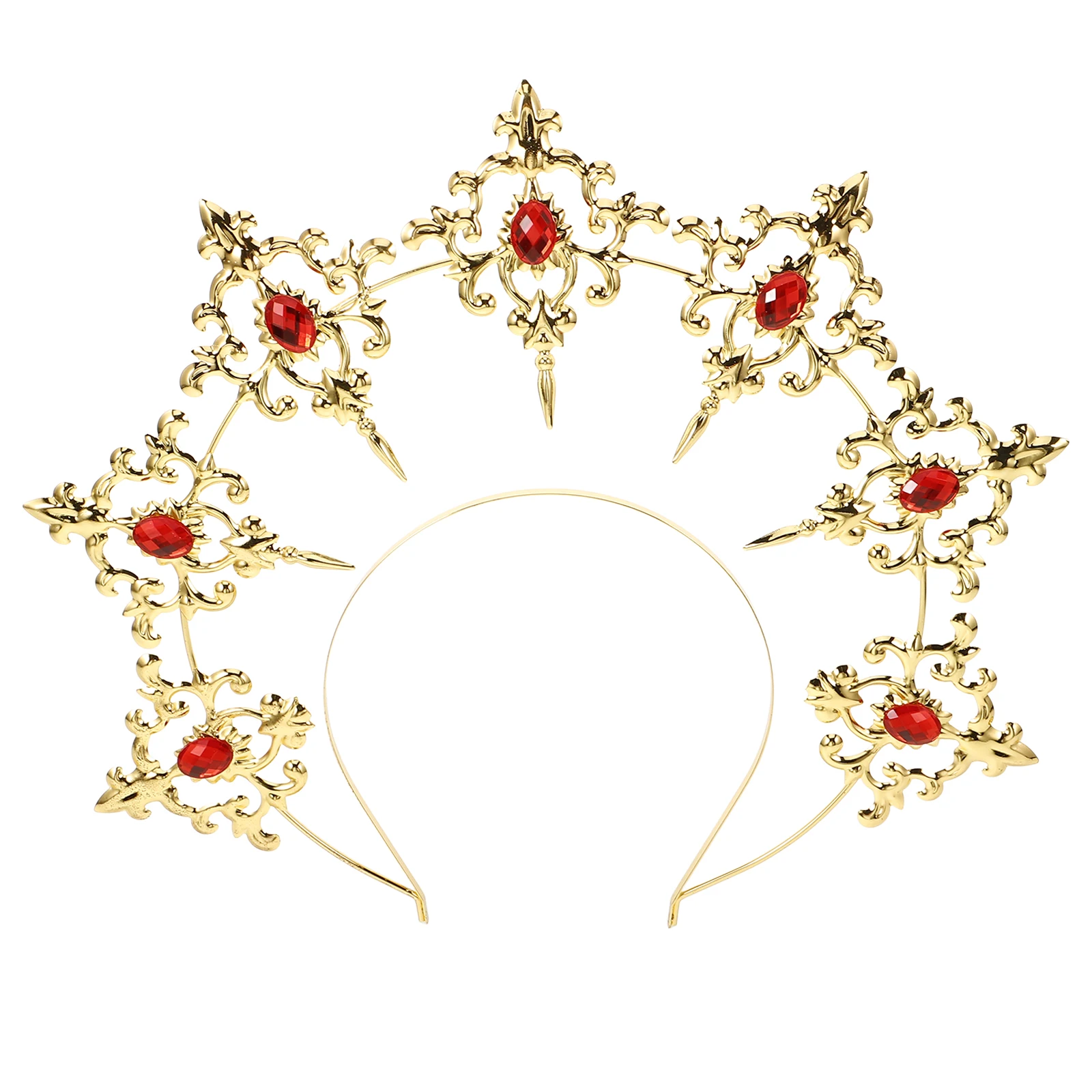 

Dark Headdress Goddess Crown Elegant Headband Hair Clasp Golden Female Crown Metal Material Unique Versatile Decorative Hoop