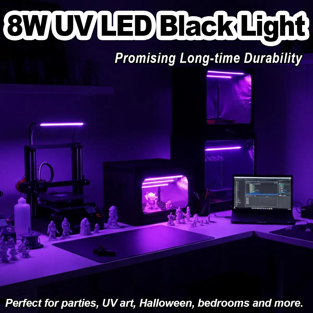 

УФ-лампа 365 нм, черная, T5, 220 В, светодиодная флуоресцентная лампа, фиолетовая, для домашнего декора, создания атмосферы на сцене и вечеринках, для полимеризации смолы в помещении