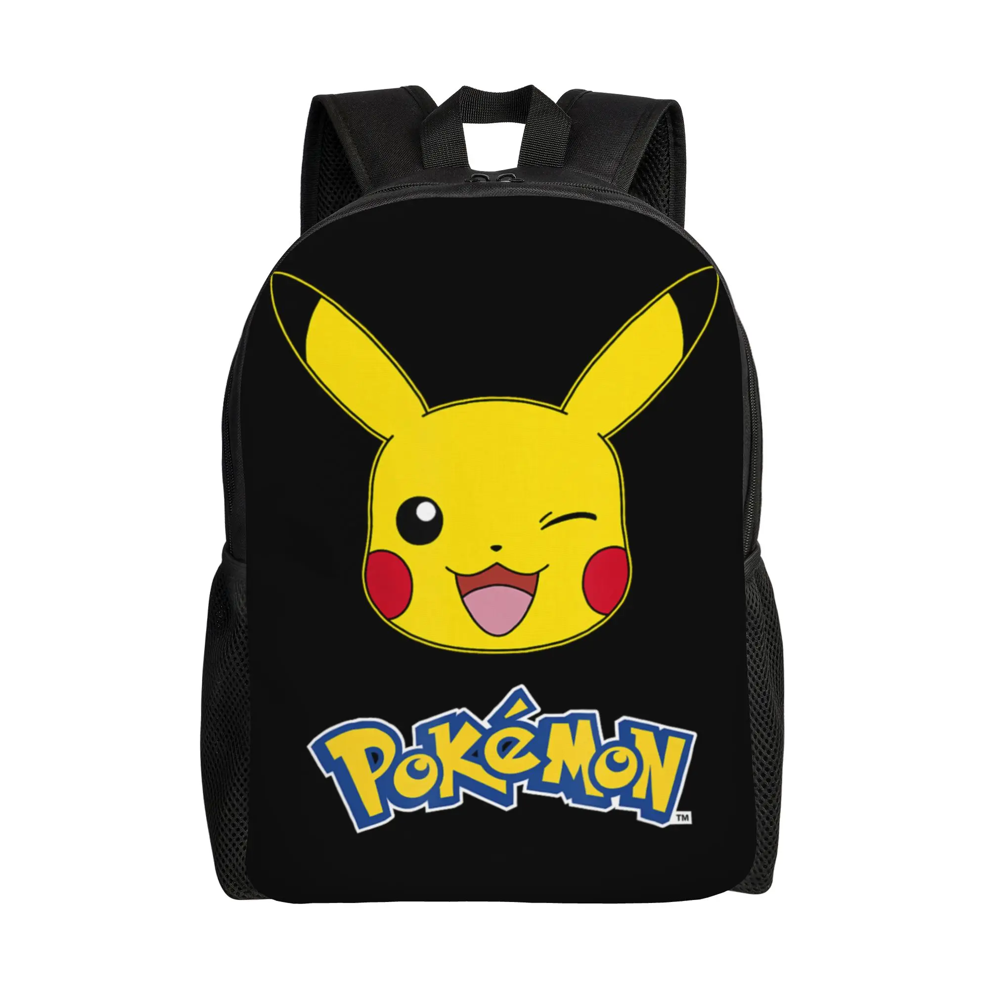 

Back to school season Solid Pikachu Wink Cute Face Official Logo Rucksack Pokemon Men Women Adult Backpack