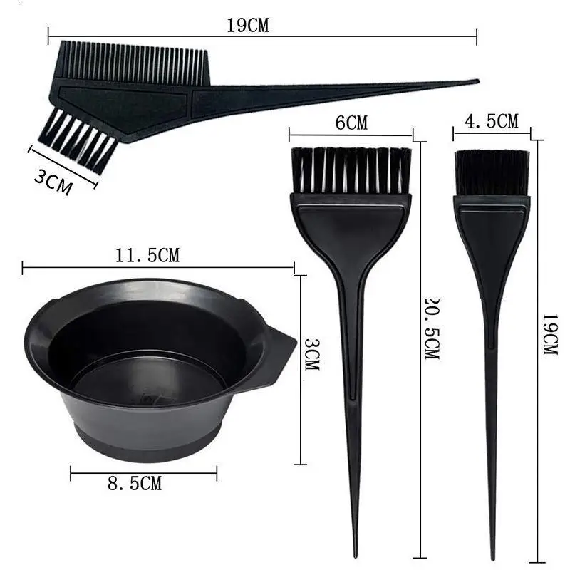 4-teiliges Haarfärbe-Set mit Färbeschale, Mischpinsel für Haarfärbung, Bleichen, DIY, Salon, Haarpflege-Tools für Zuhause – Detail 5