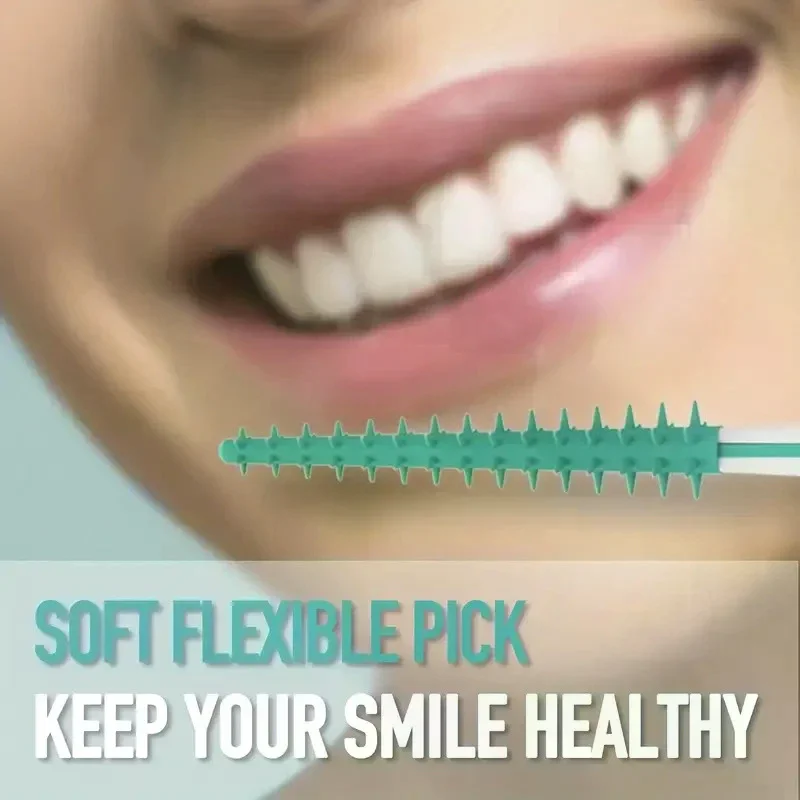 100Pcs Interdental Silicone Brushes Dental Toothpicks Brush Between Teeth Silicone Toothpicks With Thread Oral Cleaning Tool