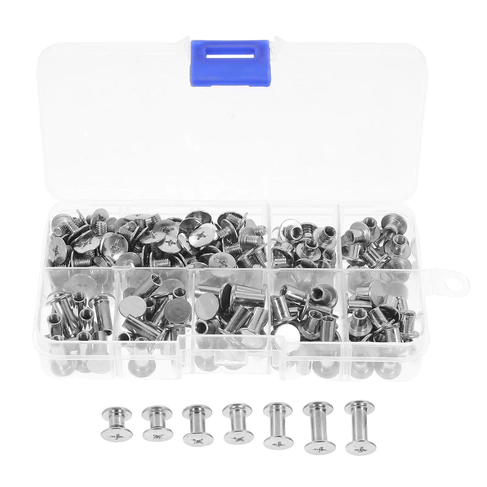 120Sets Screw Rivets Binding Fasteners Round Head Metal Studs for Leathercraft DIY Upholstery Bookbinding Luggage Rivet
