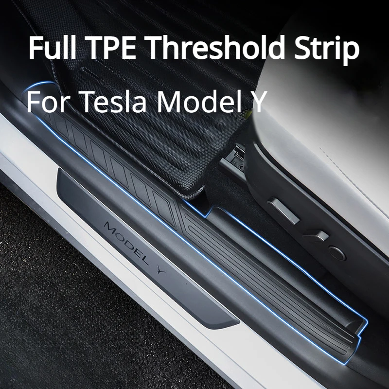 Door Sill Protector Cover for Tesla Model Y Trunk Threshold Bar Welcome Pedal Sticker ABS Side Fender TPE Mats Car Accessories