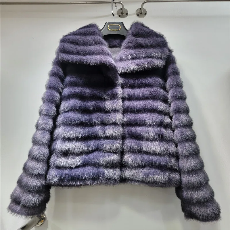 HKSH 2025 معطف نسائي شتوي جديد من الفرو الصناعي طية صدر كبيرة متعددة الاستخدامات موضة فاخرة اجتماعية عالية الشارع سترات قصيرة دافئة HK14820