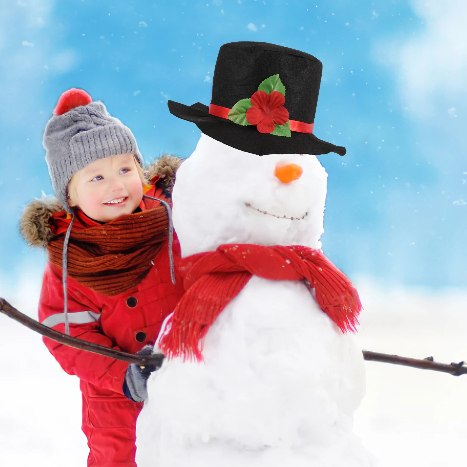

Snowman Hat Scarf Set Decoration Accessory Kit Accessories for Crafts Ornaments Dress up Wood Costume Child