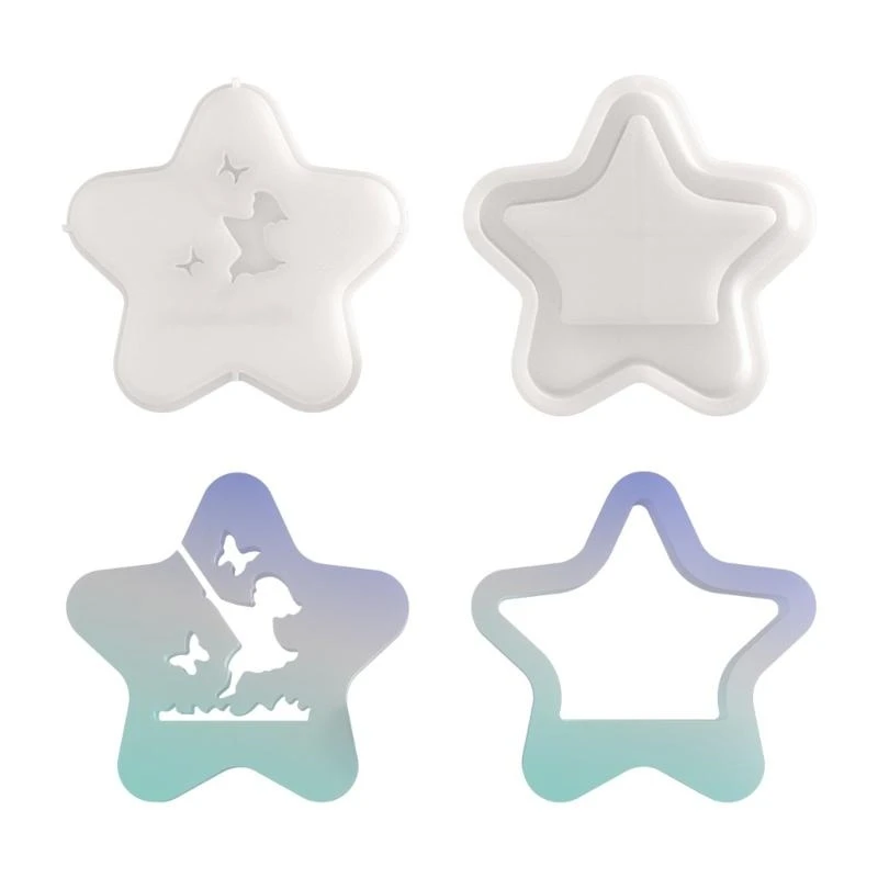 C1FC Versatile Light Silicone Mold Hollow out Star Shaped Ornament Mould