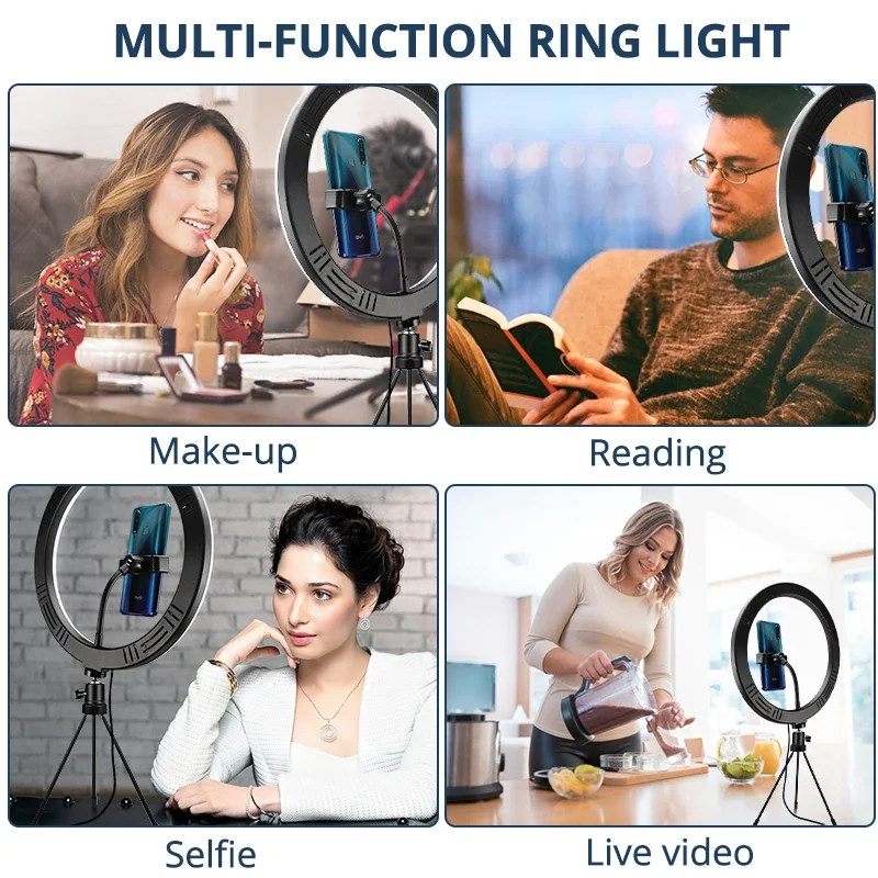 Travor 12 Inch USB Ring Light Dimmable Desktop 3 Light Modes LED Ring Light for Makeup Youtube with 45cm Tripod