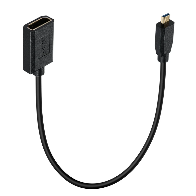 0.3M HDMI Compatible Female to Angled Micro/Mini HDMI Compatible Male 4K/8K 60Hz Camera Tablet to TV Ultra Thin HD Cable