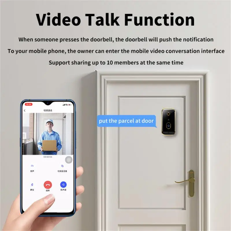 무선 초인종 야외 카메라, 실시간 모니터링 야간 투시경, 모션 감지 문짝 벨, 와이파이 비디오 초인종, 1 개, 2 개