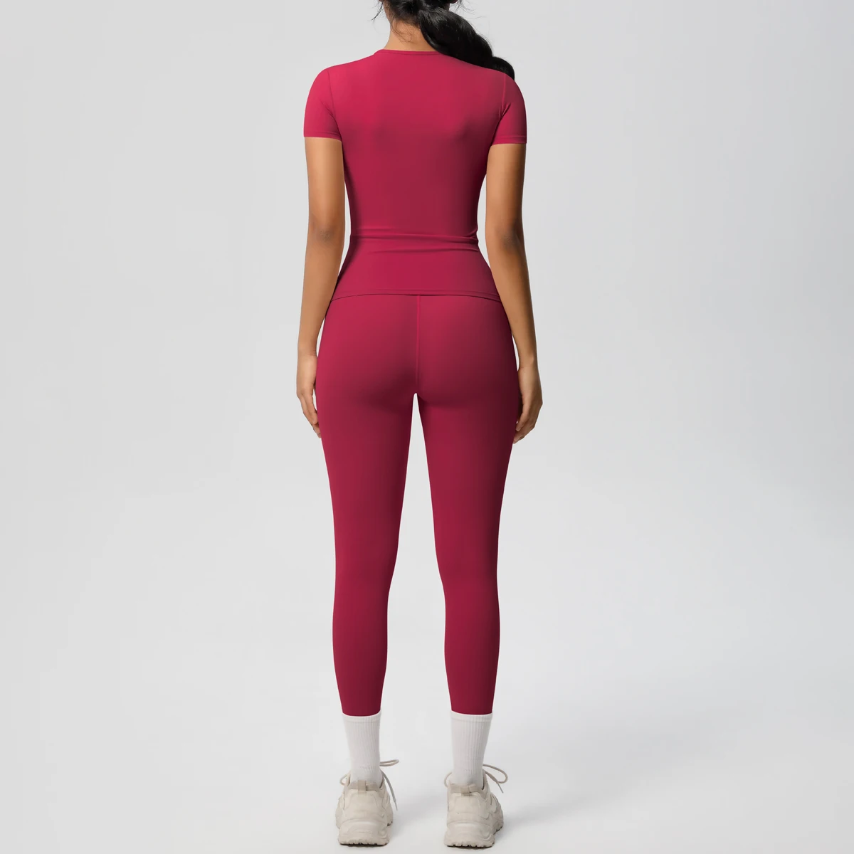 Women 2pcs Patchwork Sport Yoga Suit Gym Sports Crop Tops Sexy Bodycon Crop Tube Top Workout Leggins Booty Bum Leggins image 6