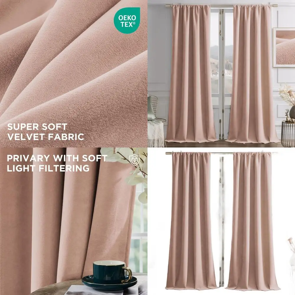 

Роскошные мягкие розовые изолированные шторы, 96 термозанавесок для спальни и гостиной, 2-панельный бархат, затемнение комнаты, карман для стержня (