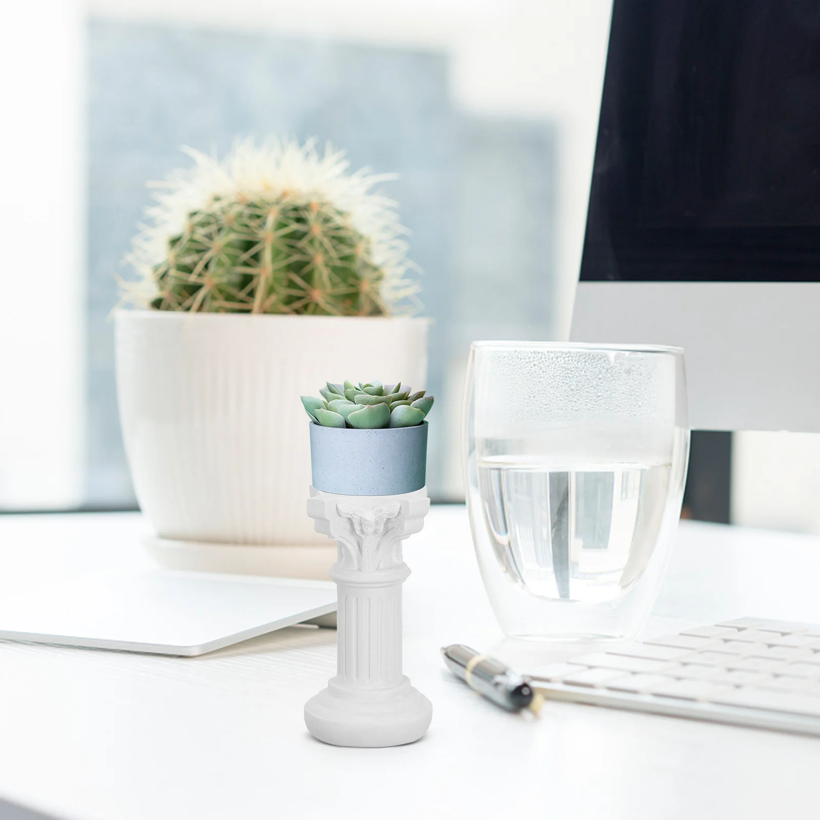 عمود زخرفي صغير من الراتنج على شكل عمود روماني للحفلات والمنزل والشرفة والصور وديكور الطاولة وحامل نبات صغير بوعاء #4