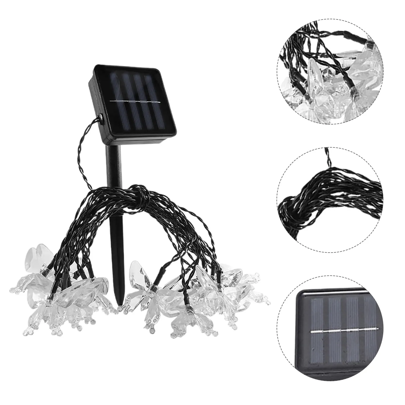 

Гирлянда-бабочка 5 м, на солнечной батарее, светодиодная, для наружного декора сада, разноцветная, водонепроницаемая, для праздничного освещения двора