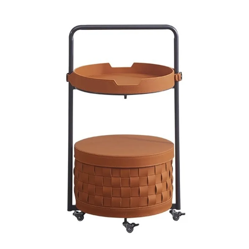 trolley removable saddle leather rack, household sofa side table, living room coffee table