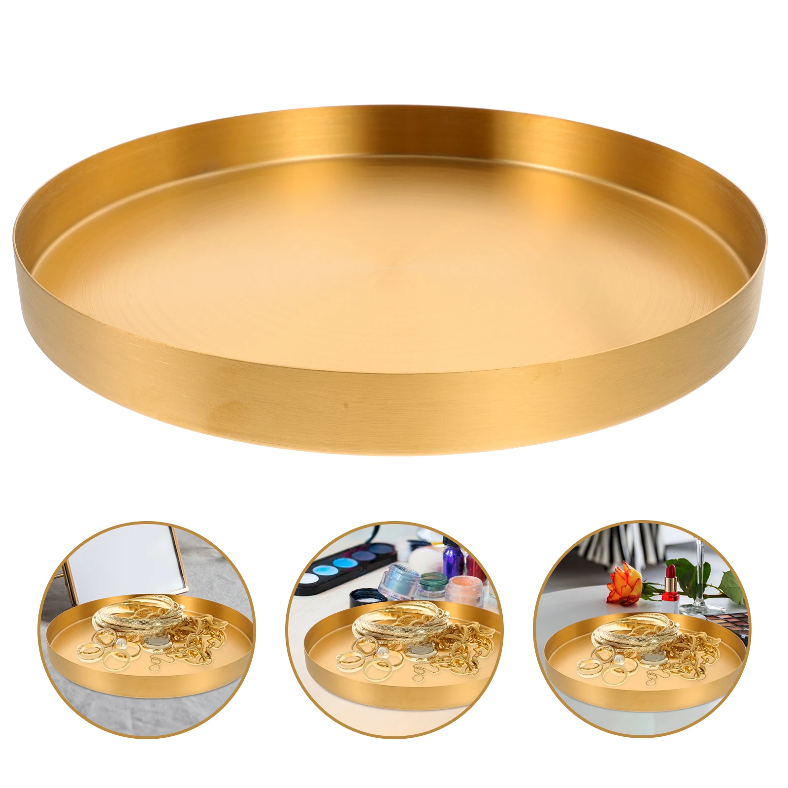 Stainless Steel Jewelry Storage Tray Desktop Organizer Accessories Holder Ring Earring Plate Decorative Metal Tray Home Office