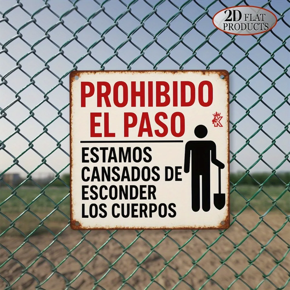 Divertido letrero español, placa de Metal, decoración bilingüe plana 2D para garaje, hombre, cueva, prohibición, El Paso