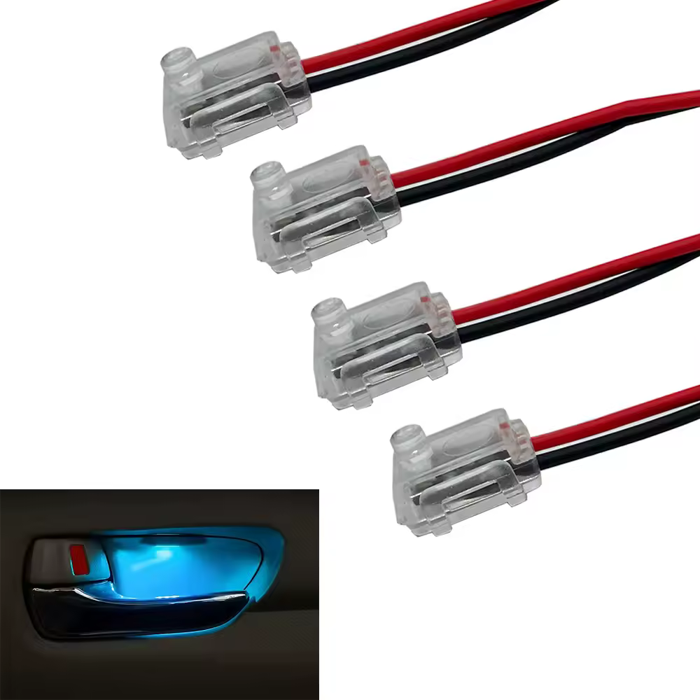 12V luz da tigela da porta do carro instalação oculta luz da maçaneta da porta LED vermelho, verde, azul, branco, amarelo, gelo azul, rosa