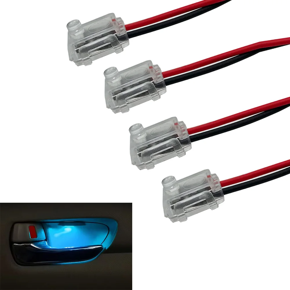 12V Oświetlenie drzwi samochodowych Ukryta instalacja Oświetlenie klamki LED czerwony, zielony, niebieski, biały, żółty, lodowy błękit, różowy