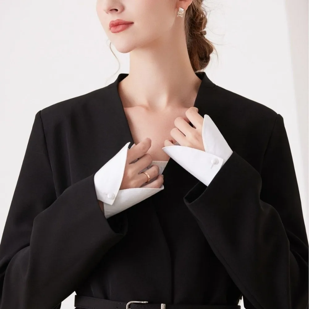 

1pair New White Fake Cuffs Extension Breathable Wrist Horn Cuffs Detachable Clothing Wrist Accessories Women