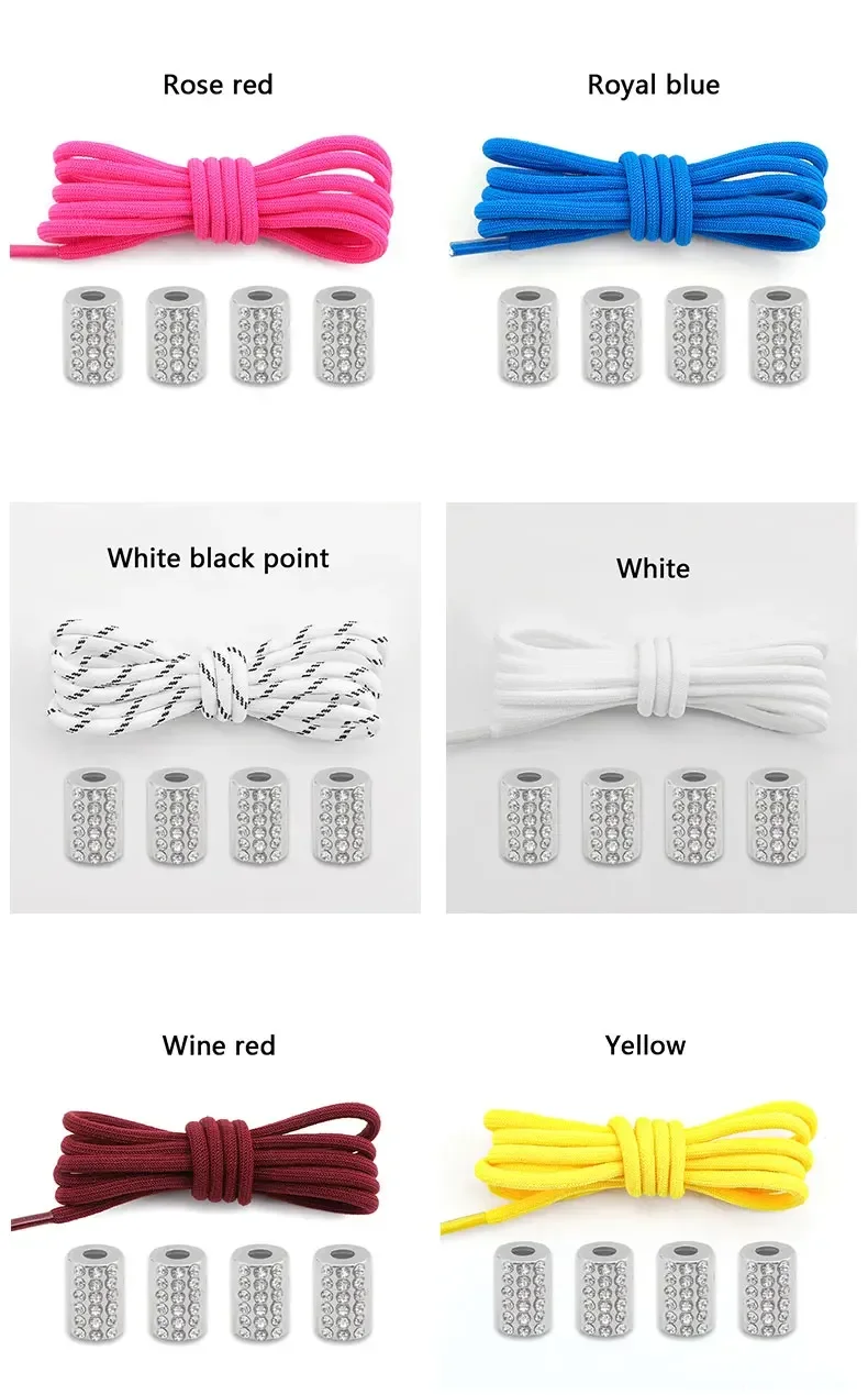 Runde Schnürsenkel ohne Binden, luxuriöse Schnürsenkel mit Diamantverschluss, elastische Schnürsenkel für Sneaker, Kinder- und Erwachsenenschuhe, Sportschnürsenkel, 1 Paar. – Detail 11