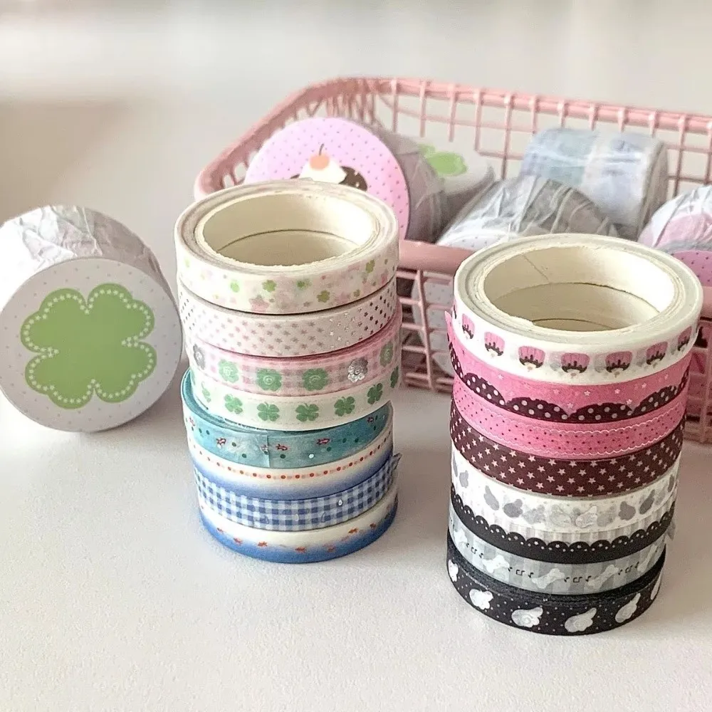 

Retro 4 Rolls Washi Tape Set Multi-Pattern Crafts Making DIY Journals Tape Adhesive Decorative Tape Deco Art Supplies