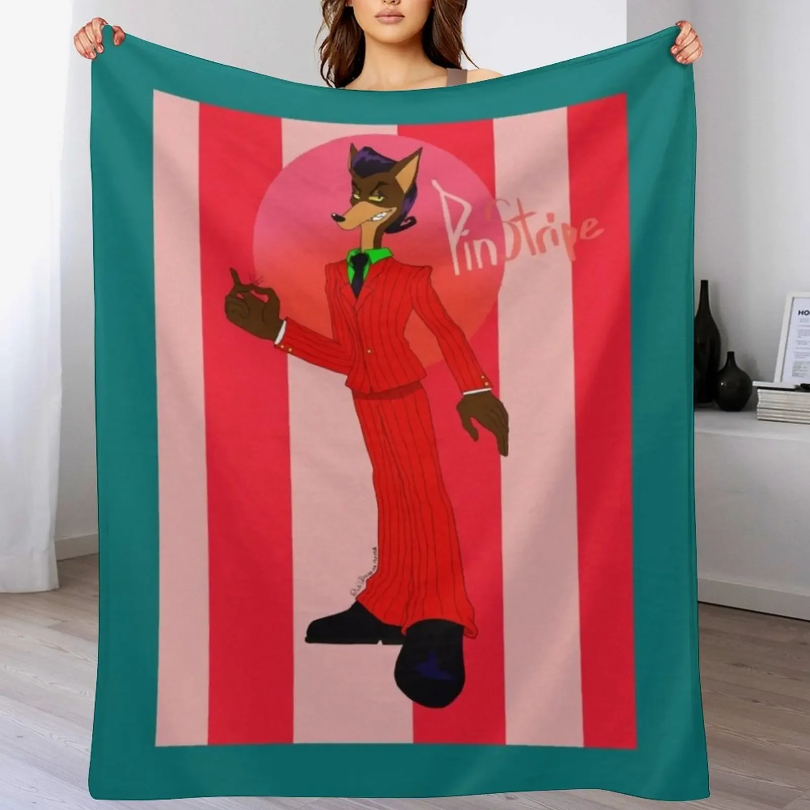 

Pinstripe Potoroo Throw Blanket Stylish Decor Blanket Gift for Friends Roommate