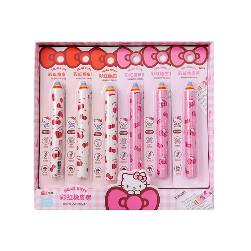 Iigen Hello Kitty Rainbow Eraser Creative Eraser Color Pencil Shape Children\'S Supplies Stationery 2Pcs