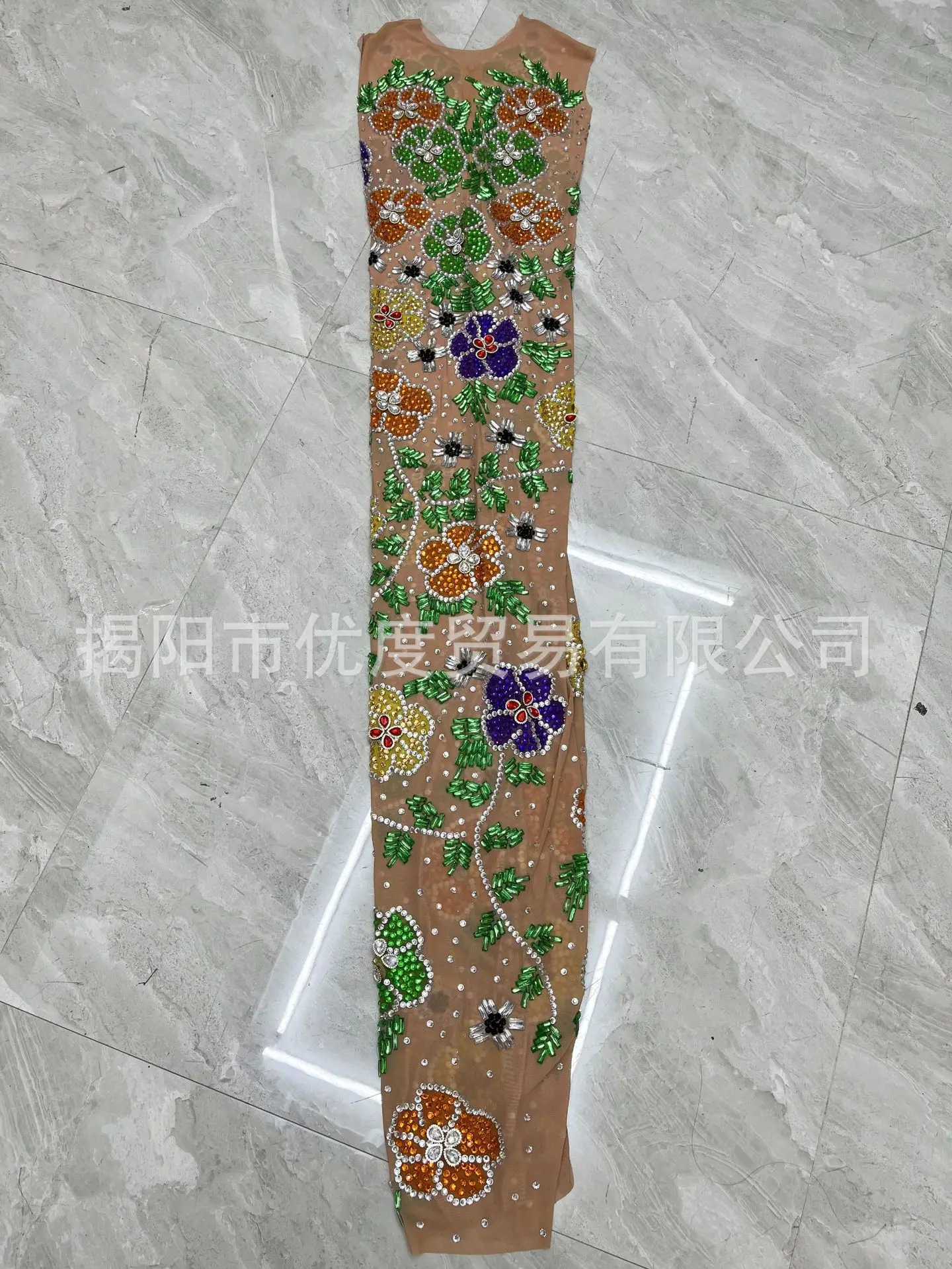 شخصية المتخصصة سليم صالح عبر الحدود نمط الصناعة الثقيلة حجر الراين فستان حفلة ليلة الأداء فستان Qianhua رداء fête #6