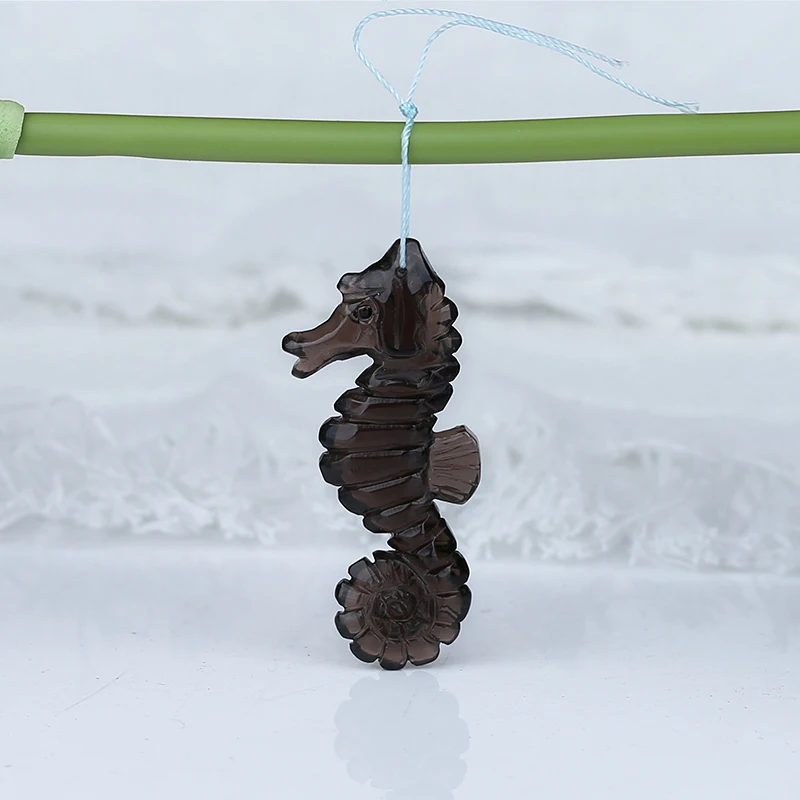 

Smoky Quartz Sea Horse Carved Pendant, Hippocampus Pendant Bead, Fashion Jewelry Necklace Accessories 45x17x7mm,6.2g