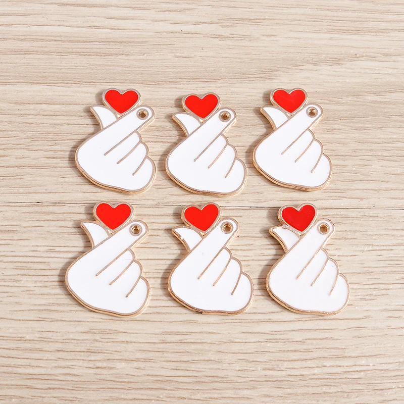 10 stücke Neue Bunte Emaille Liebe Herz Charms Anhänger für Schmuck Machen Frauen Mode Ohrringe Halsketten DIY Handwerk Liefert – Detail 19