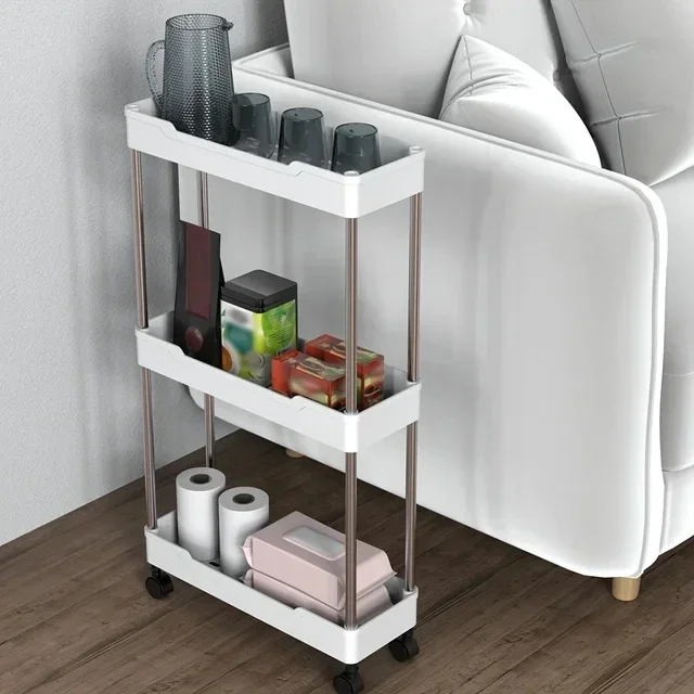 3/4 Tier Gap Rolling Storage Cart High Capacity Storage Shelf Movable Storage Rack Kitchen Bathroom Slim Organizers Storage Cart