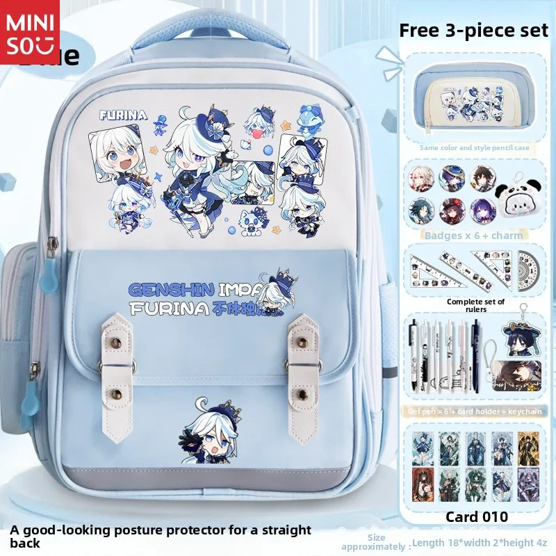 Mochila Miniso Genshin Impact Kaedehara Kazuha, mochila escolar ergonómica grande, mochila Keqing Yae Miko