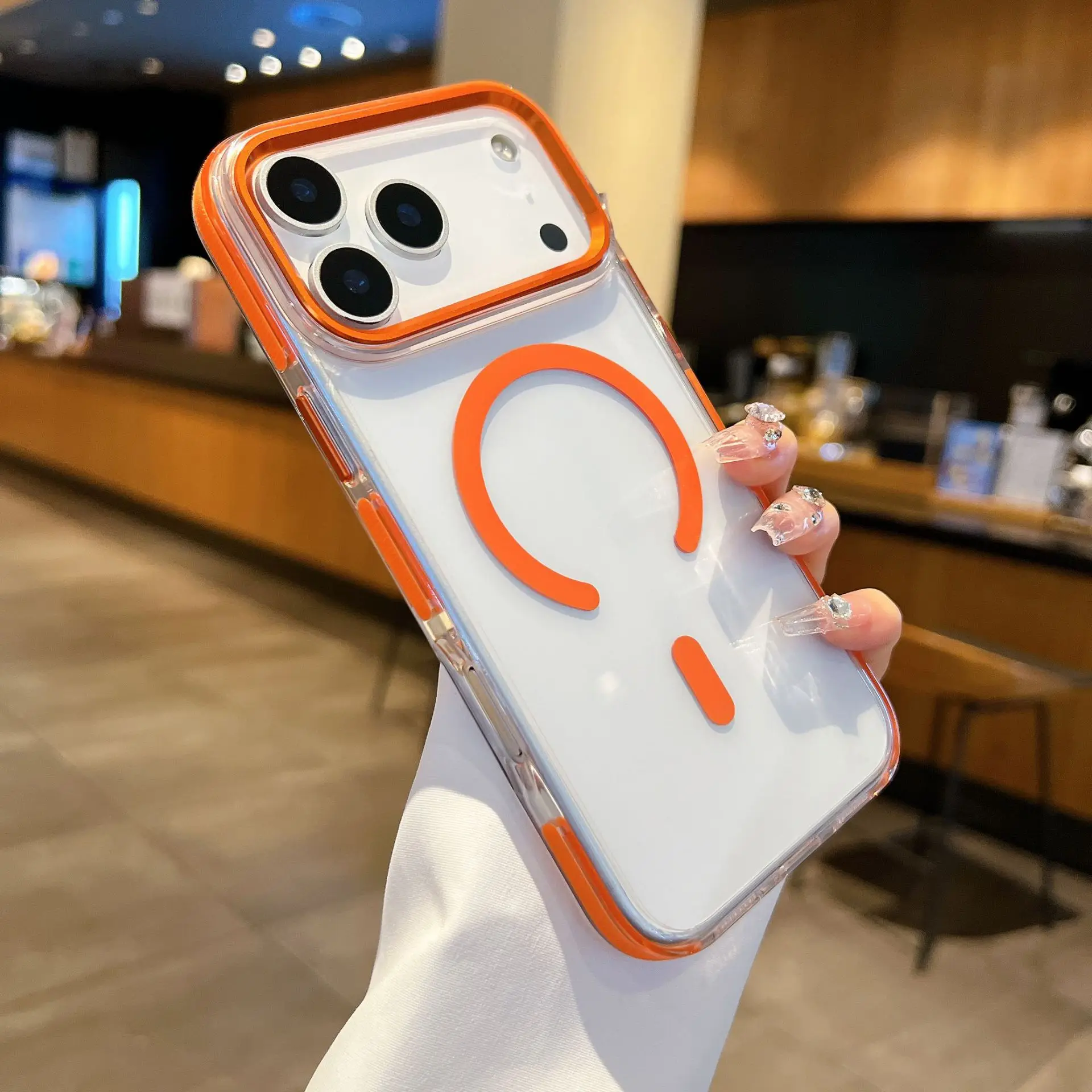 Applicable to Apple 18promax17 mobile phone case, acrylic magnetic anti-drop transparent iPhone16 protective case.