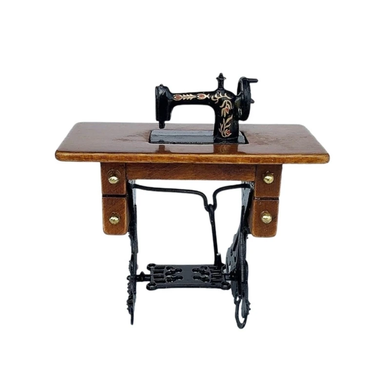 

Nostalgic Miniature Sewing Machine Dollhouses Accessory Perfect for Retro Enthusiasts and Unique Home Decors 15UB