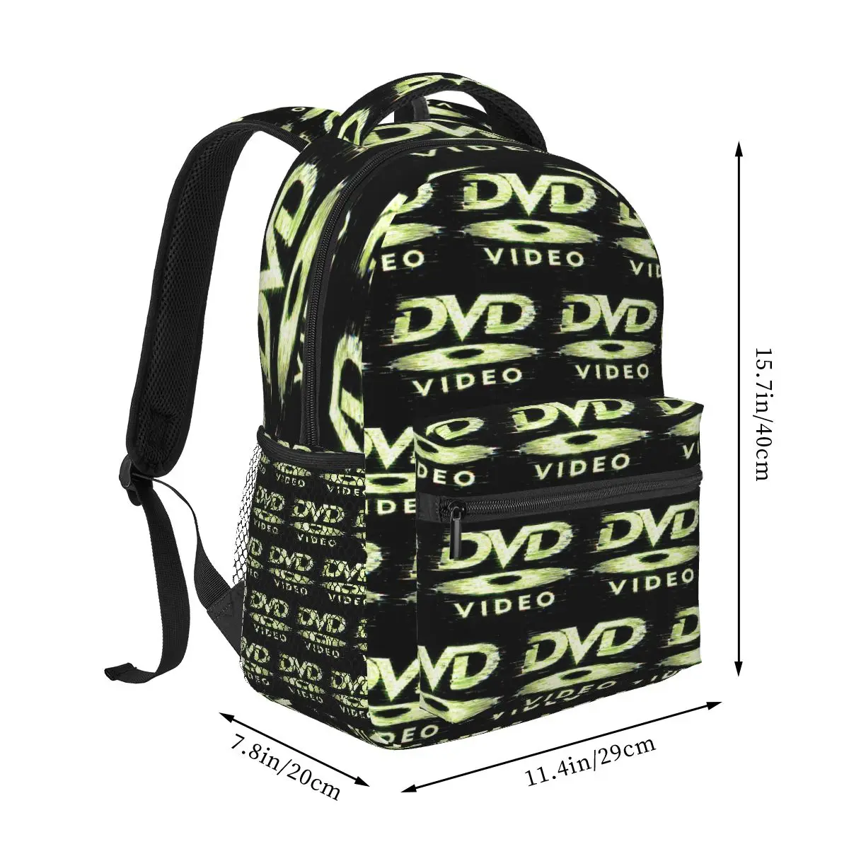 Retro DVD Video Letter Printed Student Backpack School Bag Hiking Travel Daypack for Men Women Fashion Bookbag Shoulder Bags