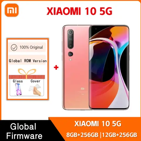 Xiaomi 10 5G Smartphone RAM 12GB ROM 256GB Android 6.67 inch Qualcomm Snapdragon 865 4780 mAh Global Firmware HyperOS 1.0 108mp