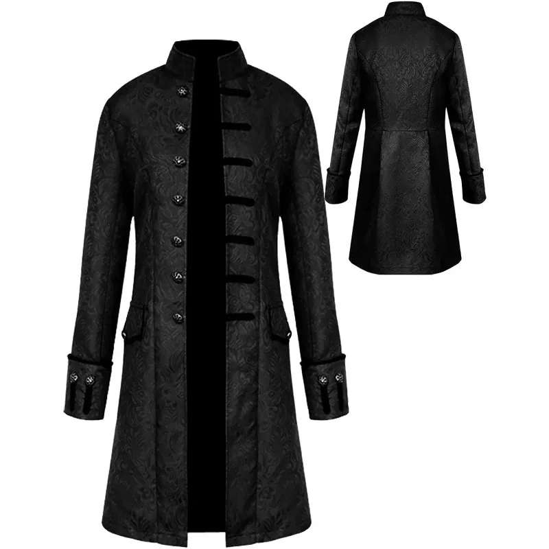 Men's Retro Tailcoat Jacket Gothic Long Steampunk Formal Gothic Victorian Style Top Jacket Halloween Costume