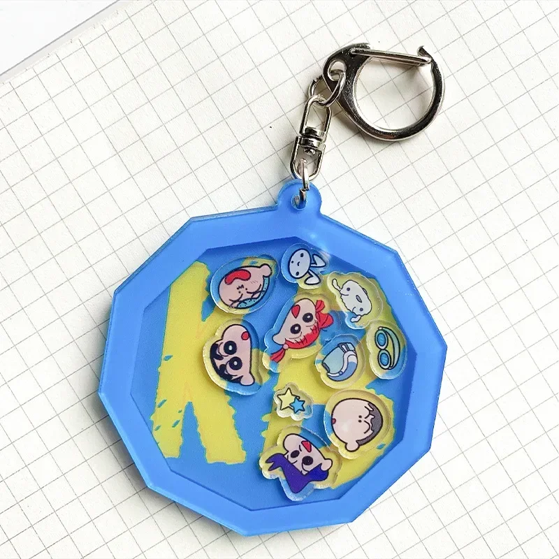 크레용 신짱 크리 에이 티브 열쇠 고리 교수형 펜던트 만화 Waniyama San 가방 액세서리 키 장식 아크릴 열쇠 고리