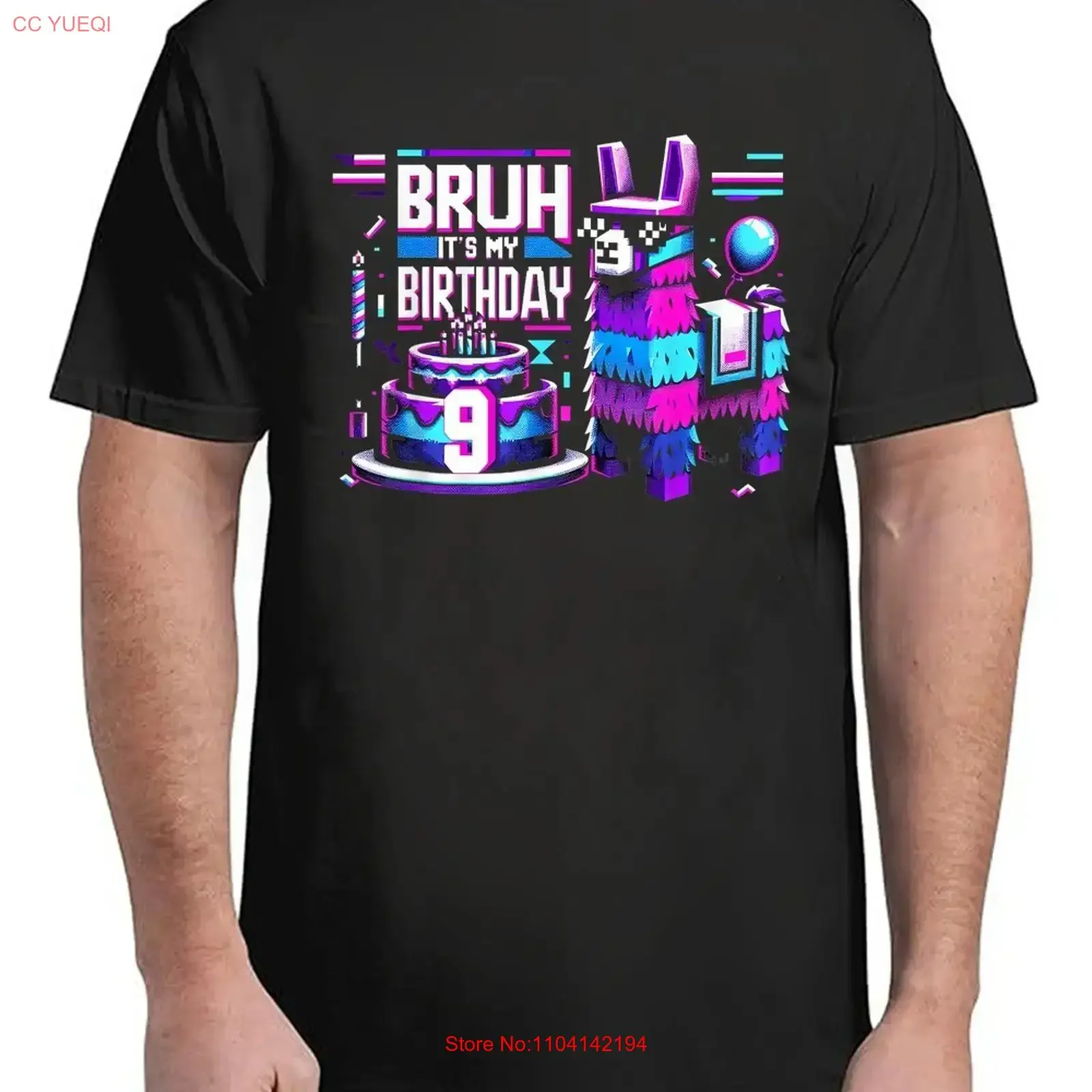 Bruh Its My 9th Birthday Llama Pinata Party Bday For Adult S 4XL T Shirt vintage Washed Unisex Top For Everyday Wear streetwear