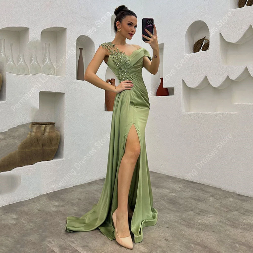 

Sweetheart Collar Women Evening Dresses Gorgeous Sleeveless Customized Satin Prom Gowns Cocktail Party Mopping Length فساتين سه